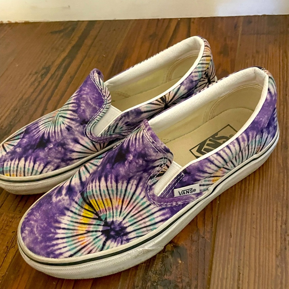 Vans Size 5 Purple Tie Dye Slip Ons